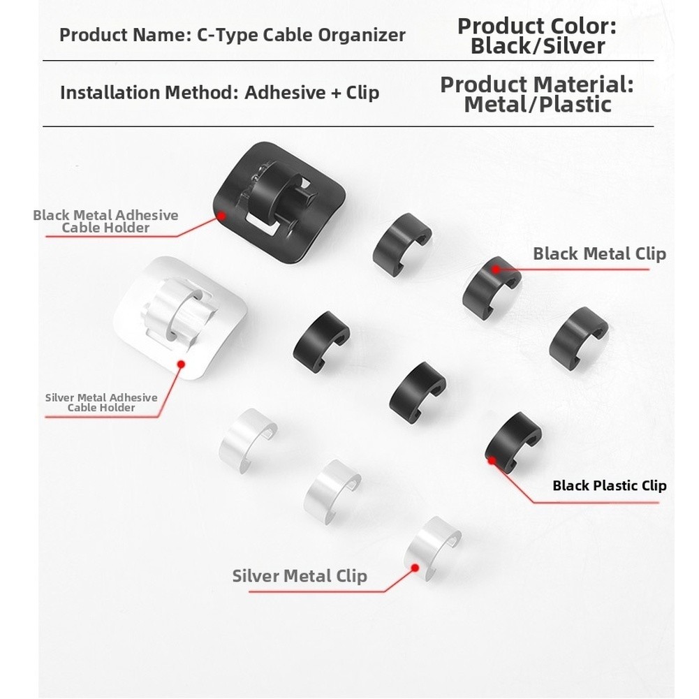 C-Shaped Cable Clip for Bikes Plastic Metal Aluminum Alloy for Brake Gear Lines