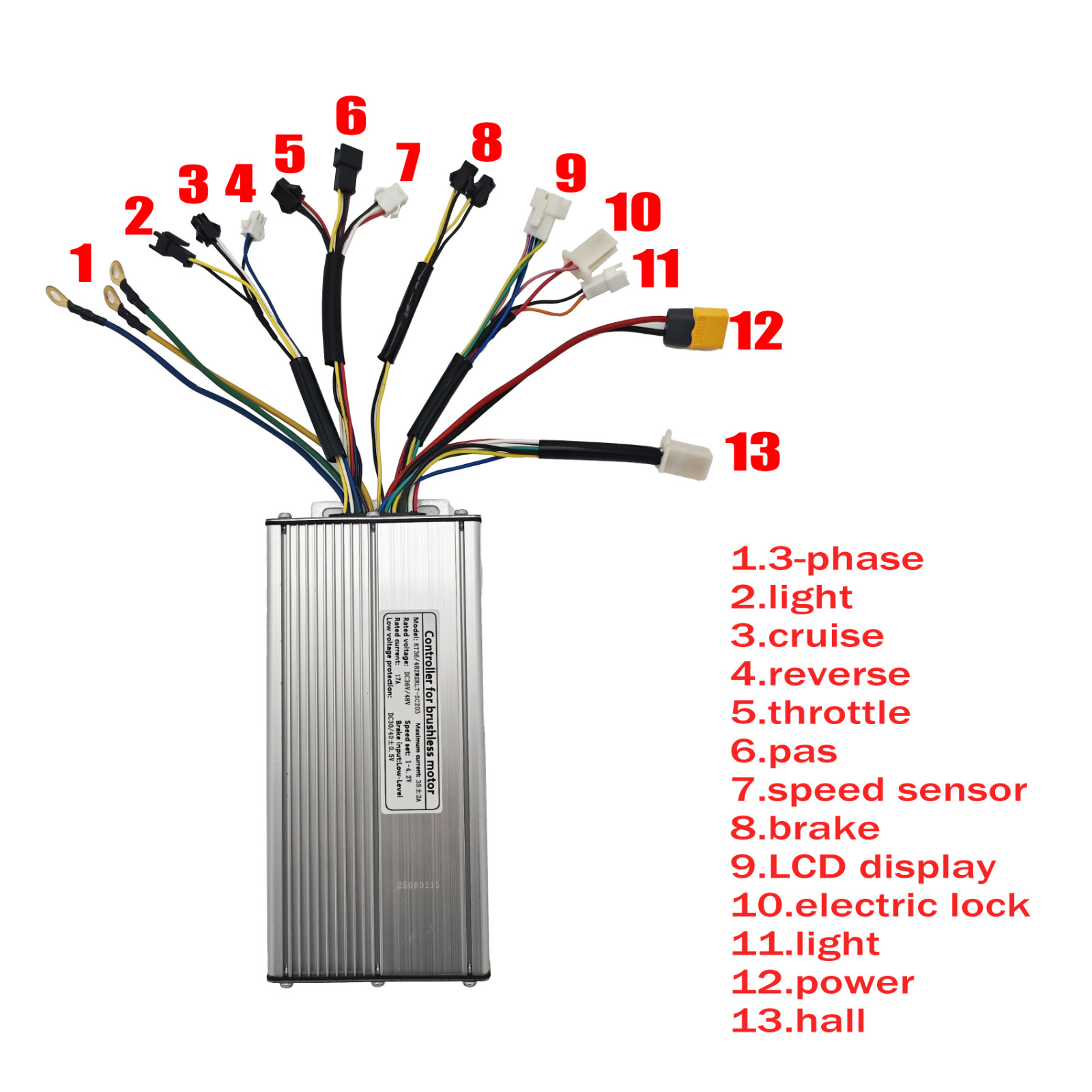 KT 36/48V 35A 1000-1500W Brushless DC WaveEbike Controller Regenerative Function