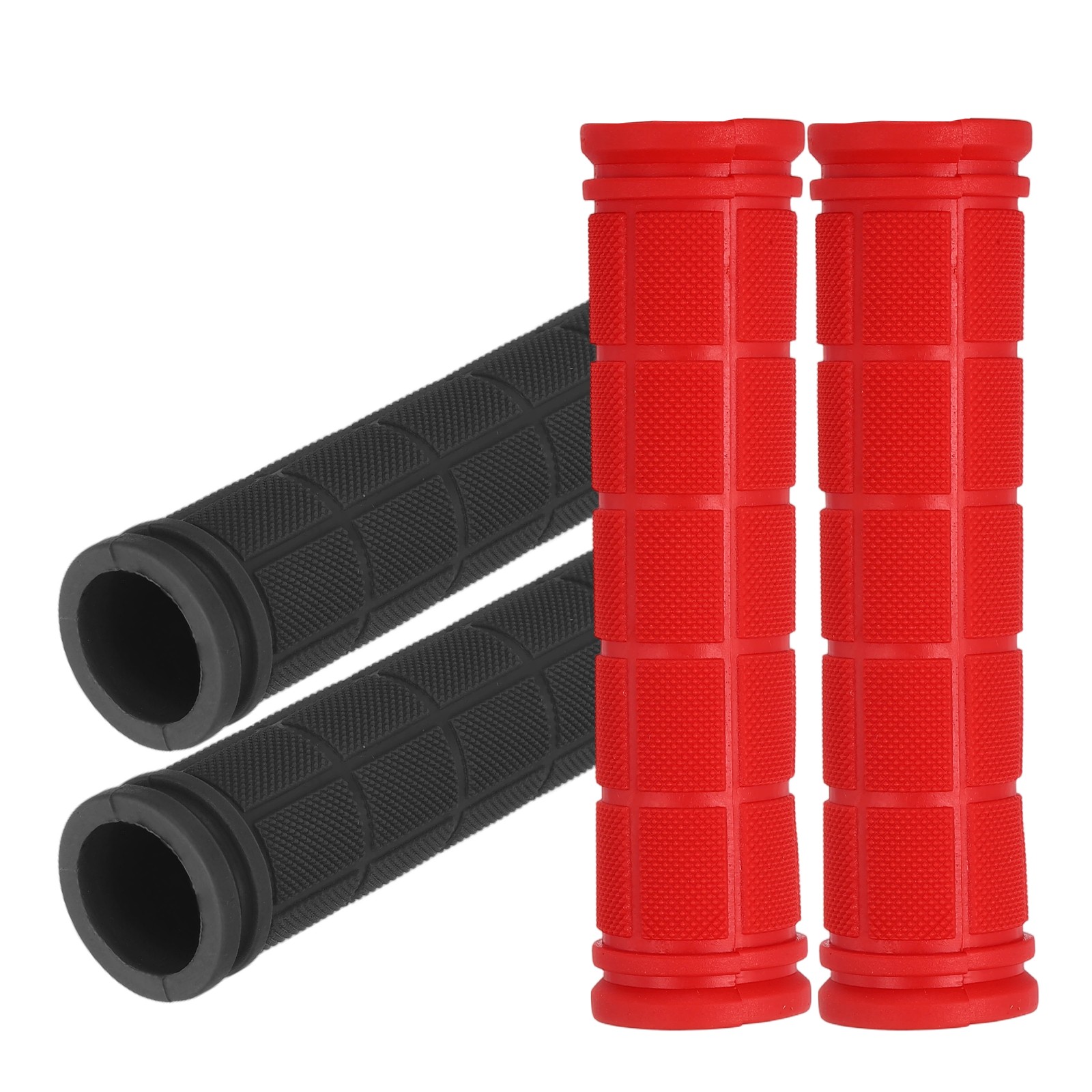 Soft Rubber Handlebar Grips, Bicycle Handlebar Grips 5.3 in 2 Pair Black/Red