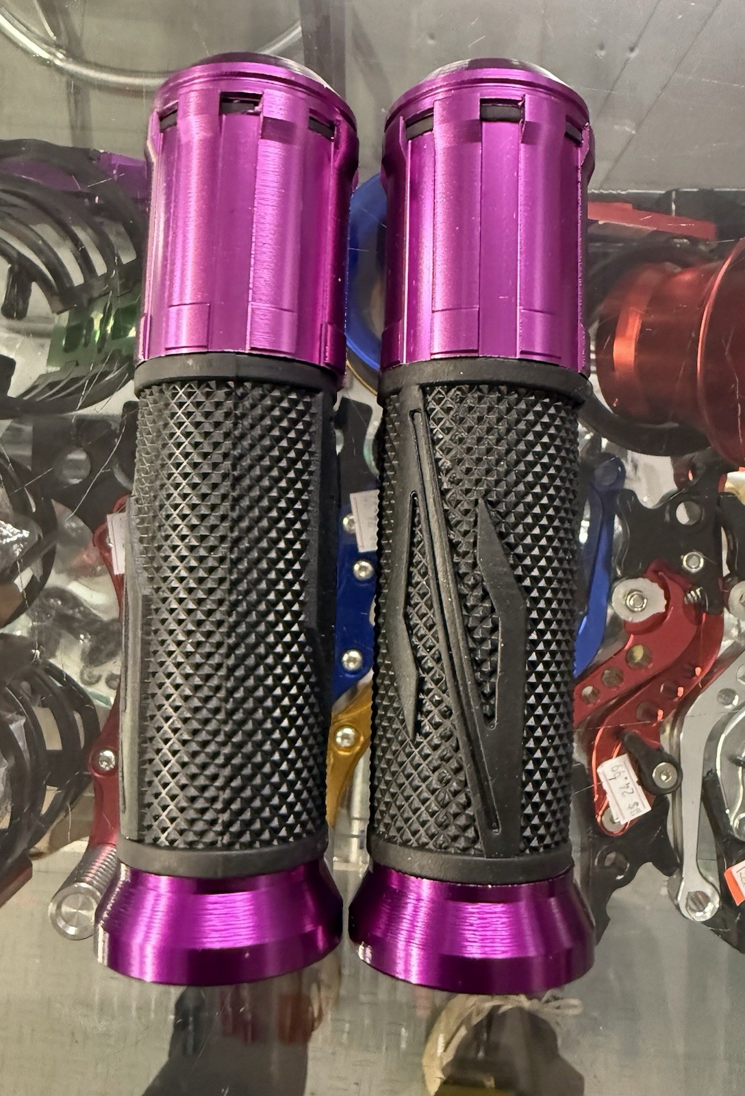 Motorcycle Gy6 7/8 Handlebar Grips Alum Cover Rubber Nonslip Chuma Purple