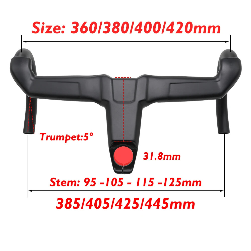 Full Carbon Integrated Drop Bar 6 Degree Flare Road Bike Aero Handlebar