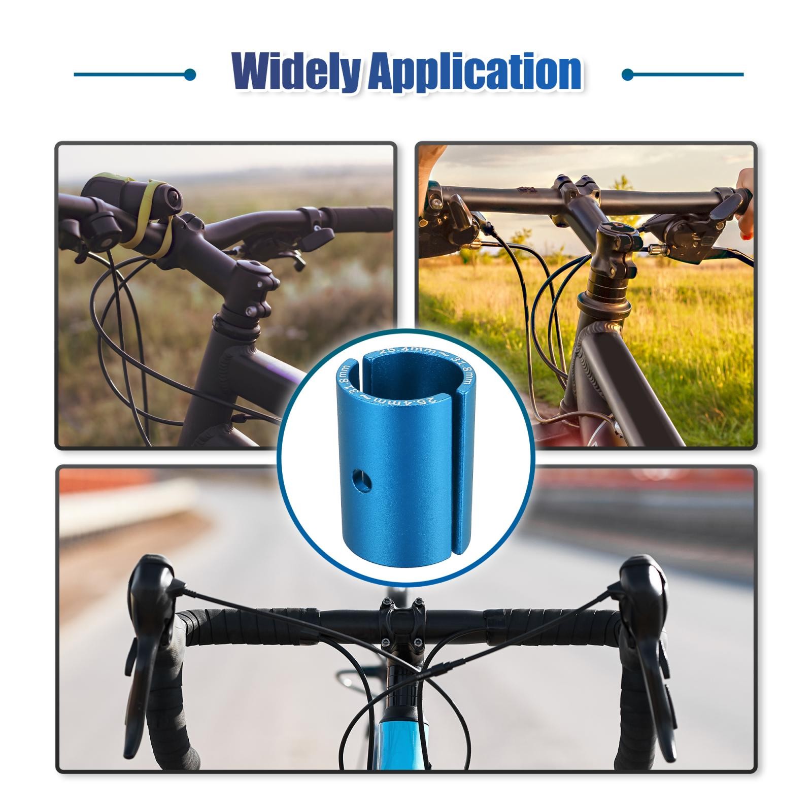 2 Pair Bike Handlebar Shim 25.4 to 31.8mm Handlebar Shim Spacer Stem Size Blue