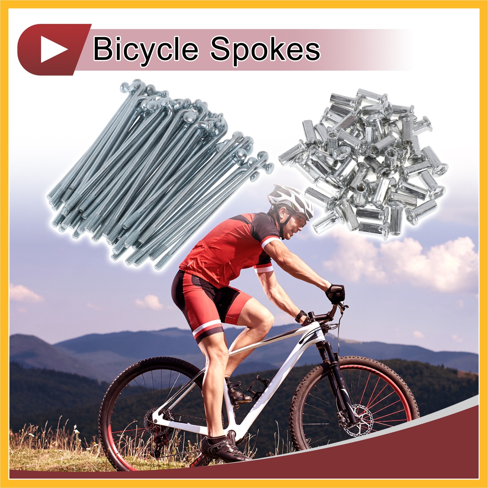 48 Set 10G Bicycle Spokes 70mm Bike Wheel Spoke Carbon Steel Galvanized