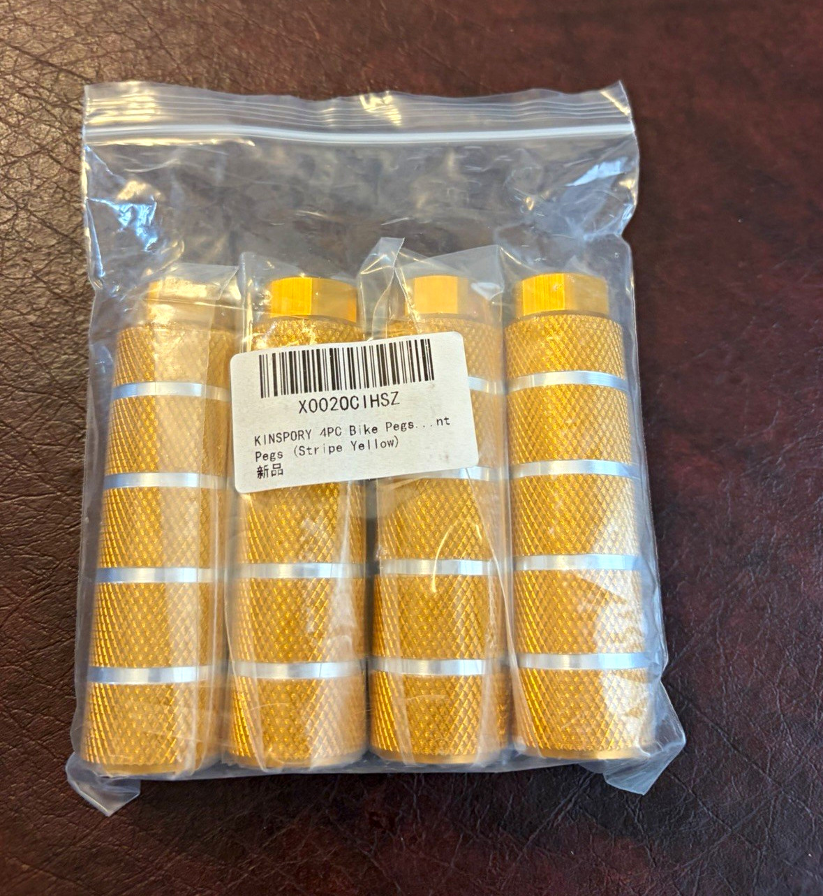 KINSPORY 4-Piece Aluminum Alloy Bike Pegs (Stripe Yellow)
