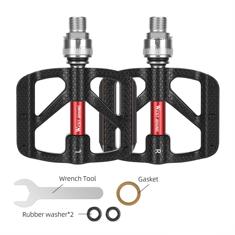 WEST BIKING Quick Release 3 Bearings Reflective Folding Bike Pedals a Pair
