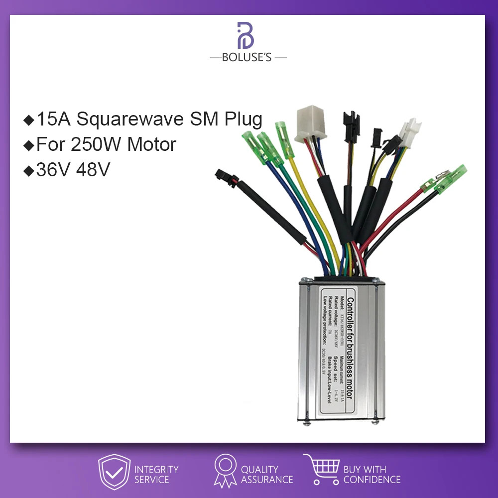 15A-50A Electric Bicycle Square Wave Controller SM Plug for 250W-3000W Motor