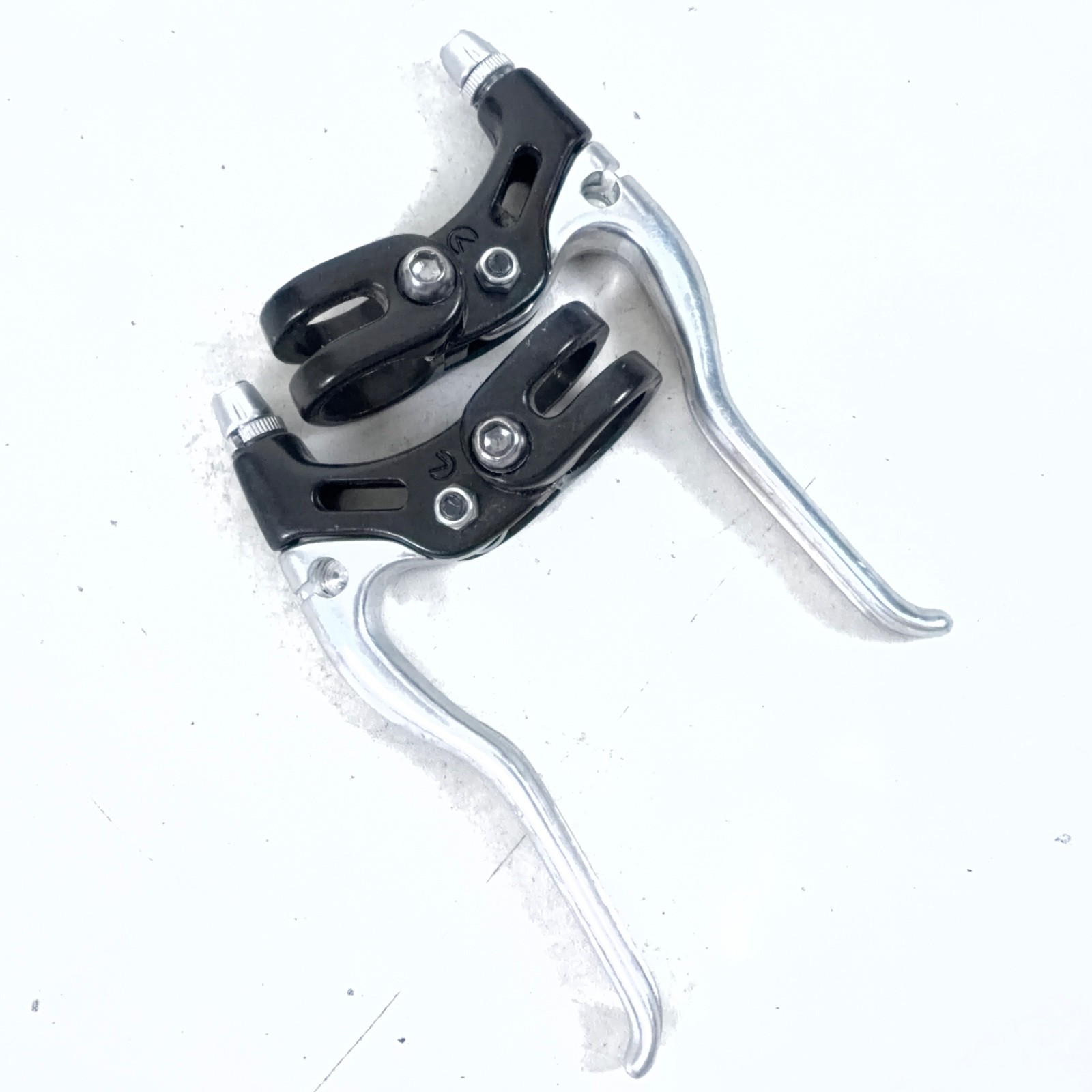 Kalloy Vintage Alloy Black/Silver 4-Finger Short Pull Brake Levers Ø22.2 Clamp