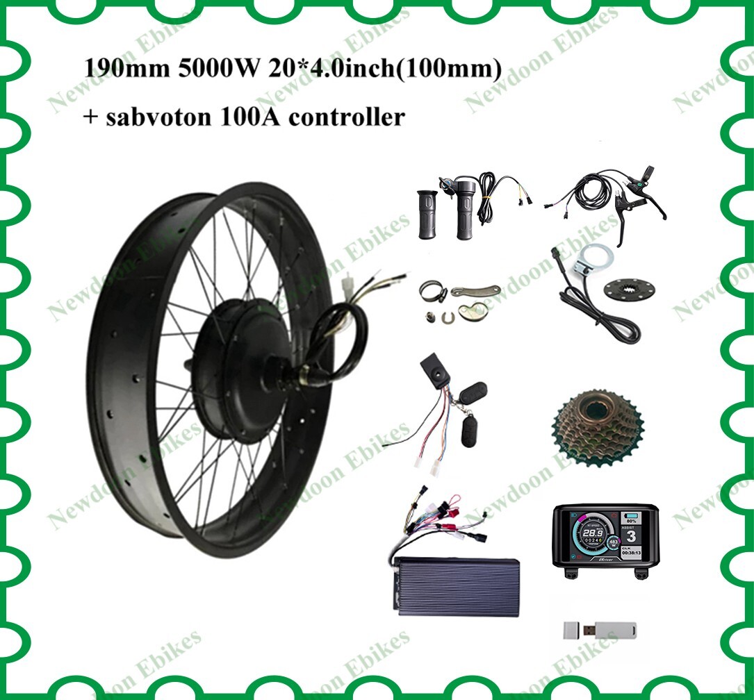 190mm 72v 5000W 20*4.0inch +MQ Sabvoton 100A controller Fat Bike conversion Kit.