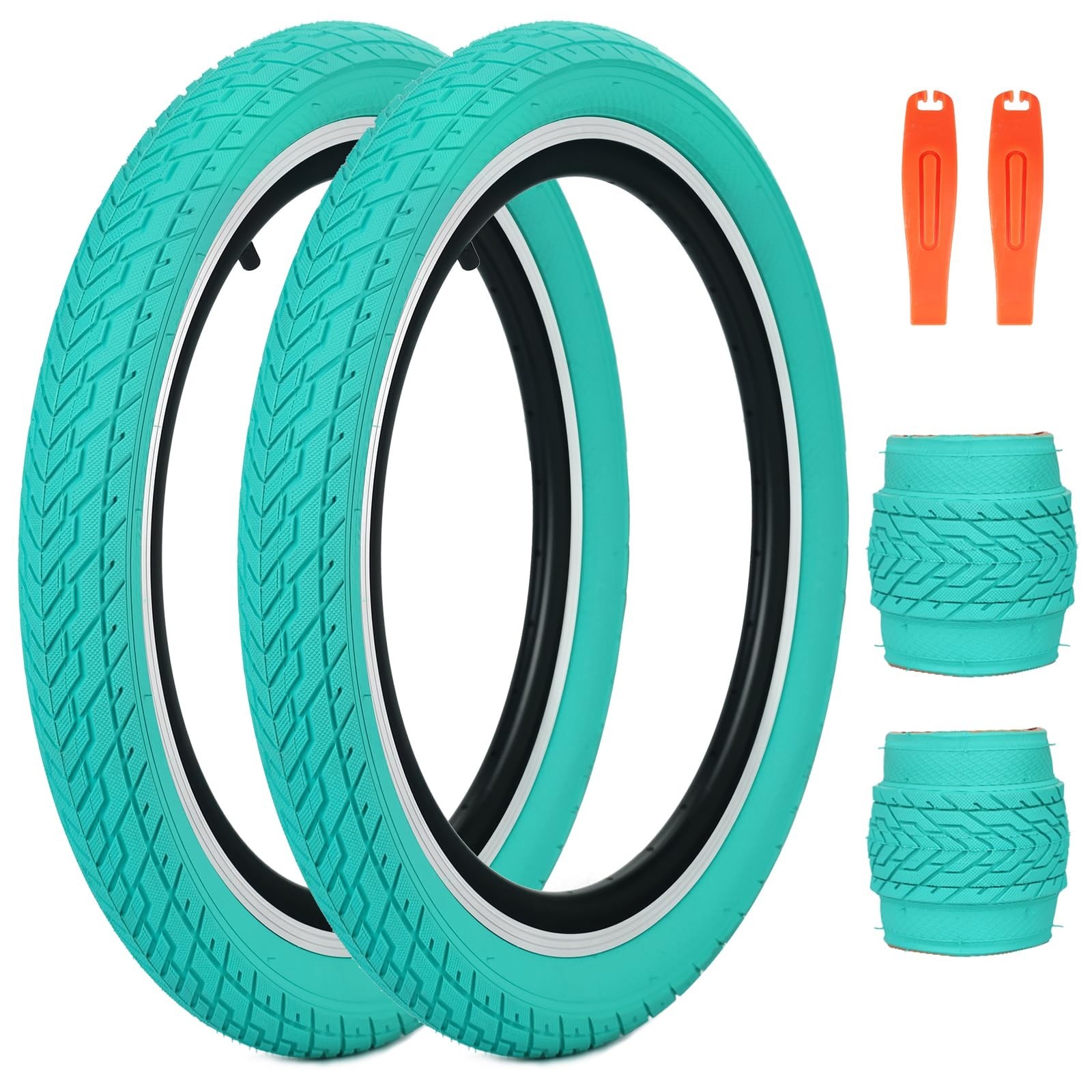 20 x 2.35 inch Kids Bike Tire Colorful Anti – Slip Foldable Replacement All T…