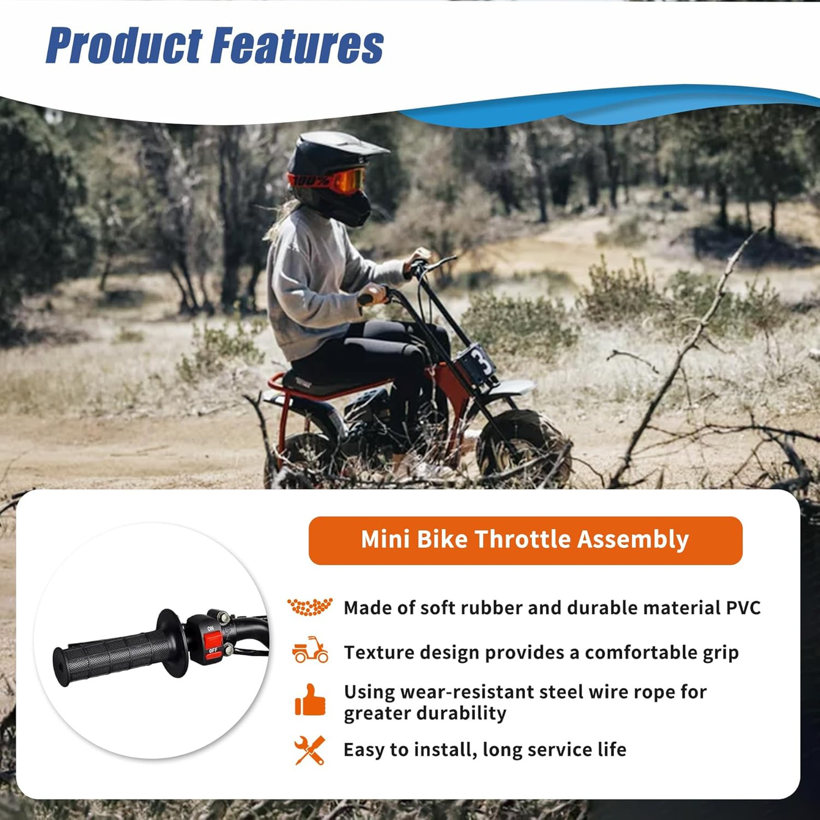Brake Lever Cable Kit for Dirt Bike Motorcycle Clutch Throttle Handle Grips 7/8