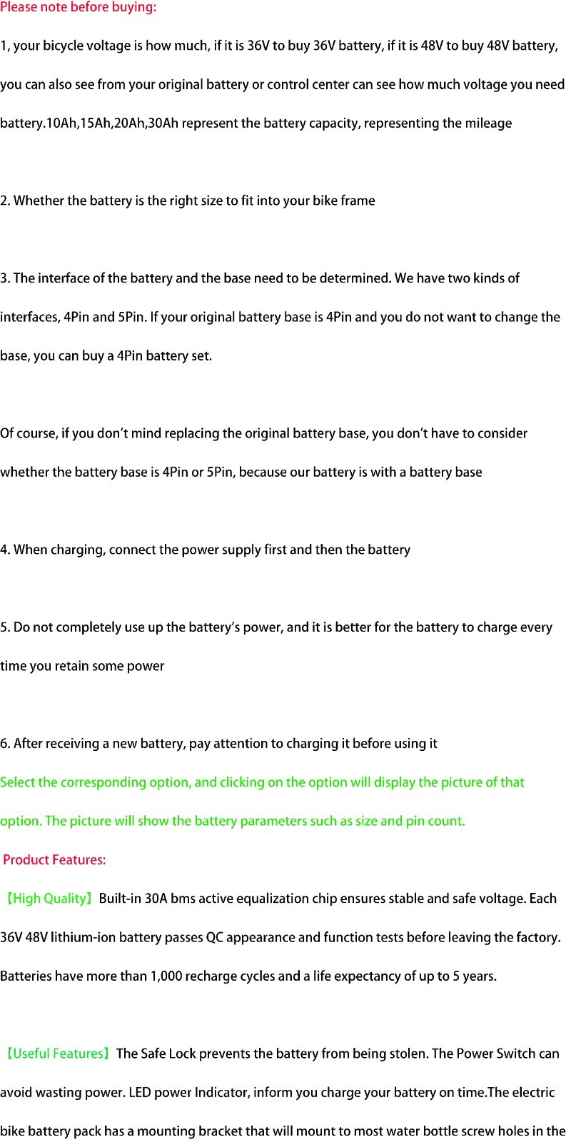 48V 36V 10Ah 15Ah Ebike Battery for 0-1800W Electric Bike Bicycl Lithium Battery