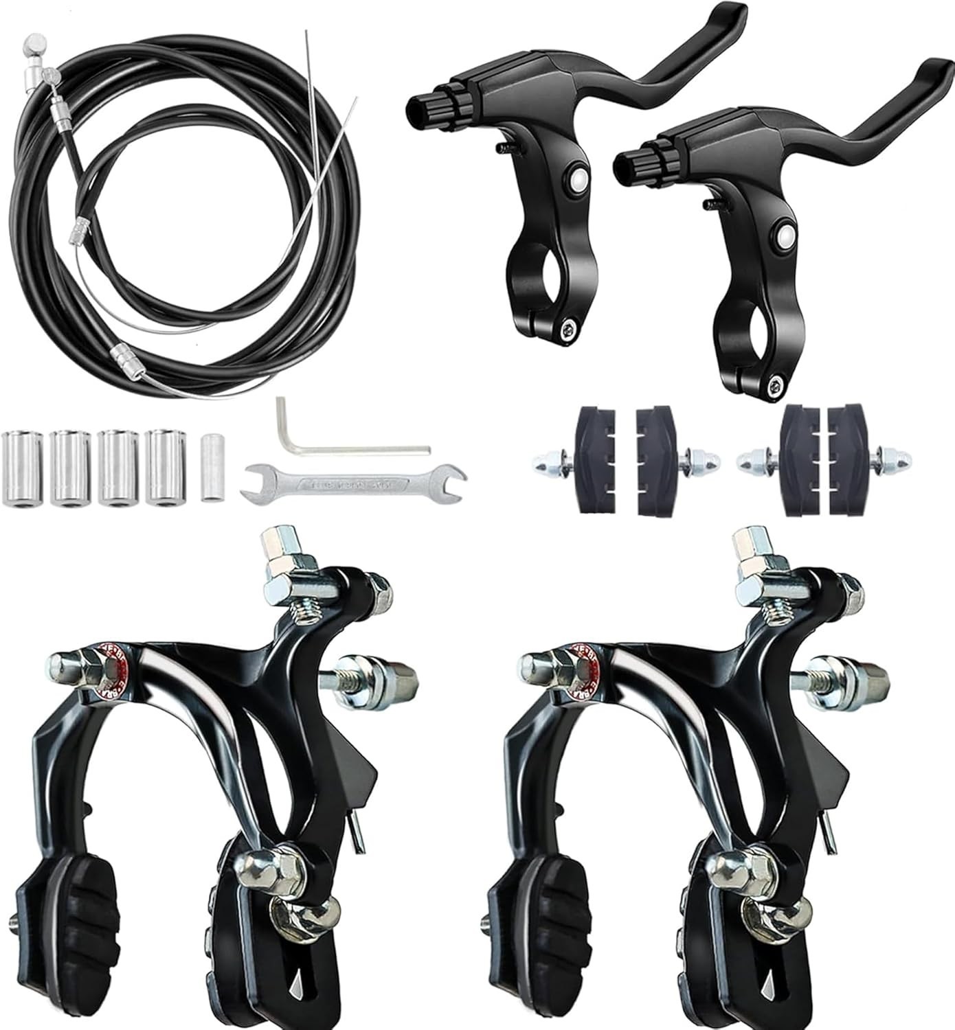 Universal Bike Brake Set: 2 Pairs with End Caps & Ferrules for Easy Installation