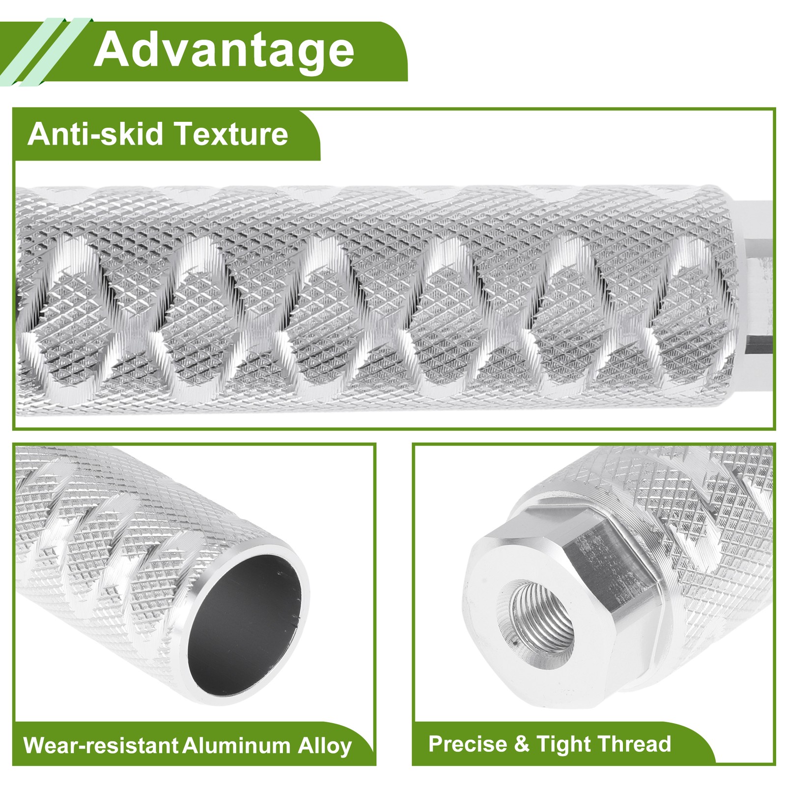 4 Pcs Bike Pegs 100mm Circle Texture Cycling Foot Pegs Silver Tone
