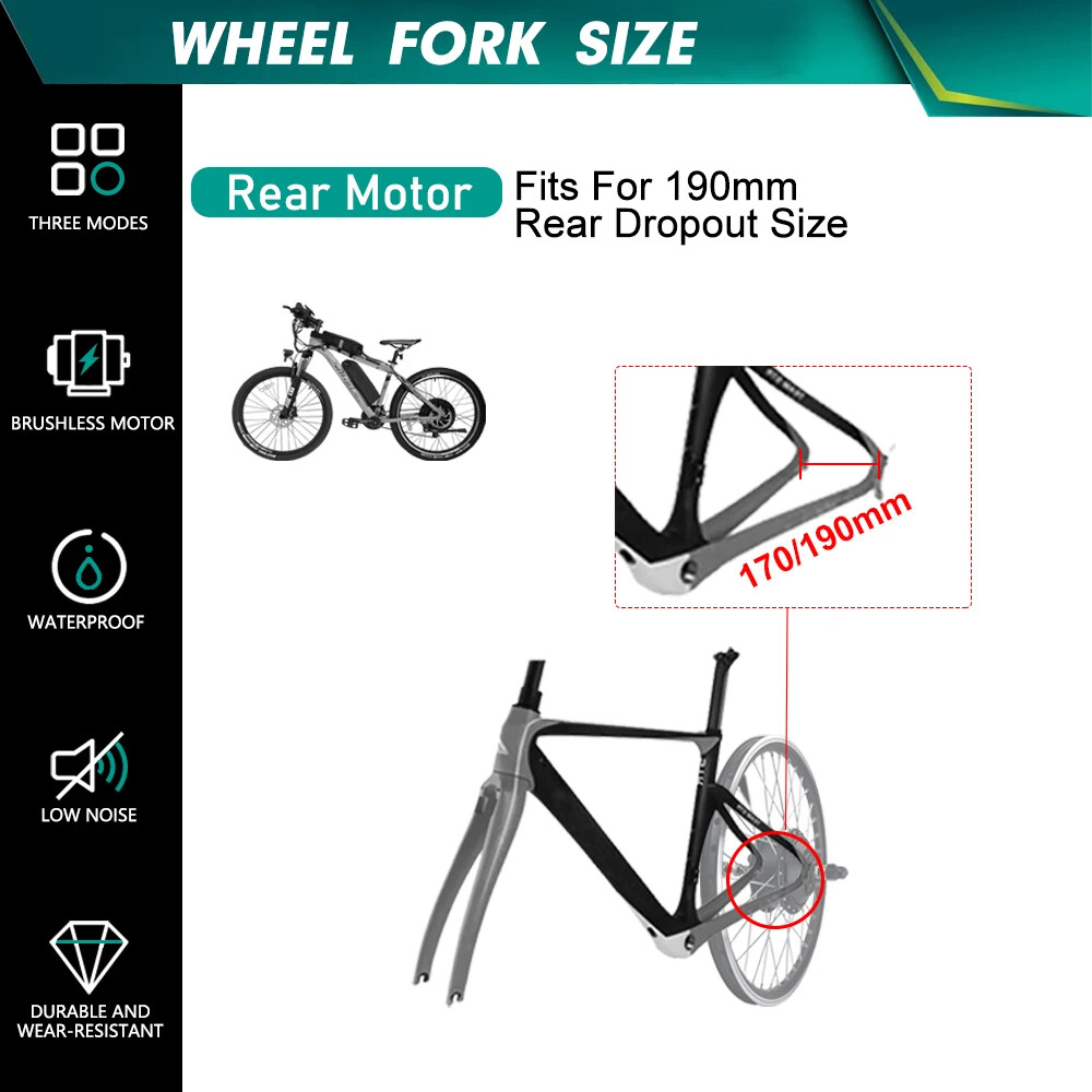 48V 72V 2000W 20 24 26in Snow E-bike Fat Brushless Gearless Rear Hub Motor Wheel