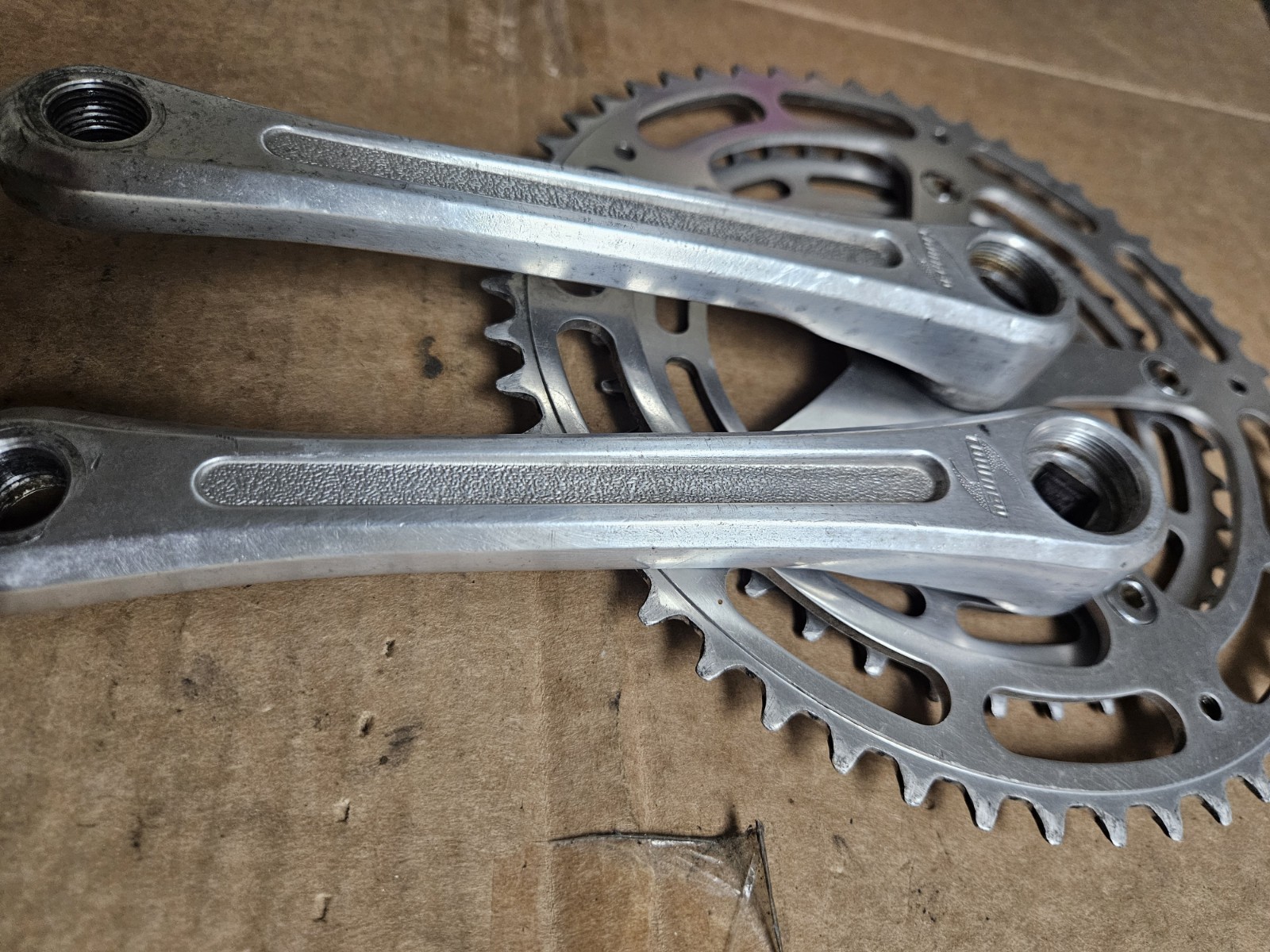 1980 Takagi Tourney Crankset, double 52/40T, 170mm, 130 BCD, square taper, used