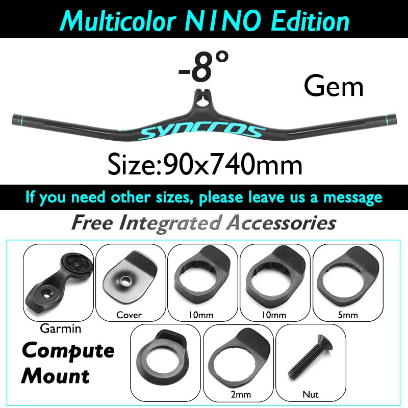 90*740mm Carbon Fiber Mountain Bike Integrated Handlebar -8/-17/ -25 Degree
