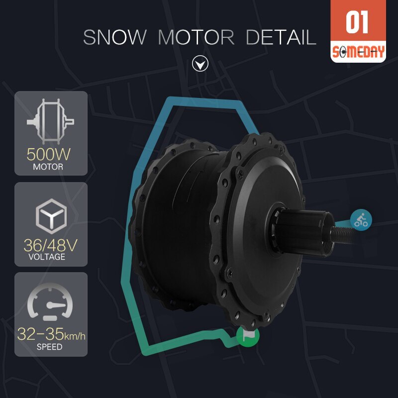 Snow Fat Bike E-Conversion Kit 20/26in 36V 48V 500W Rear Cassette Hub Motor Kit