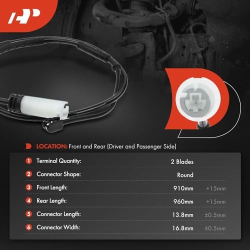 Front and Rear Disc Brake Pad Wear Sensors Compatible with Mini Cooper