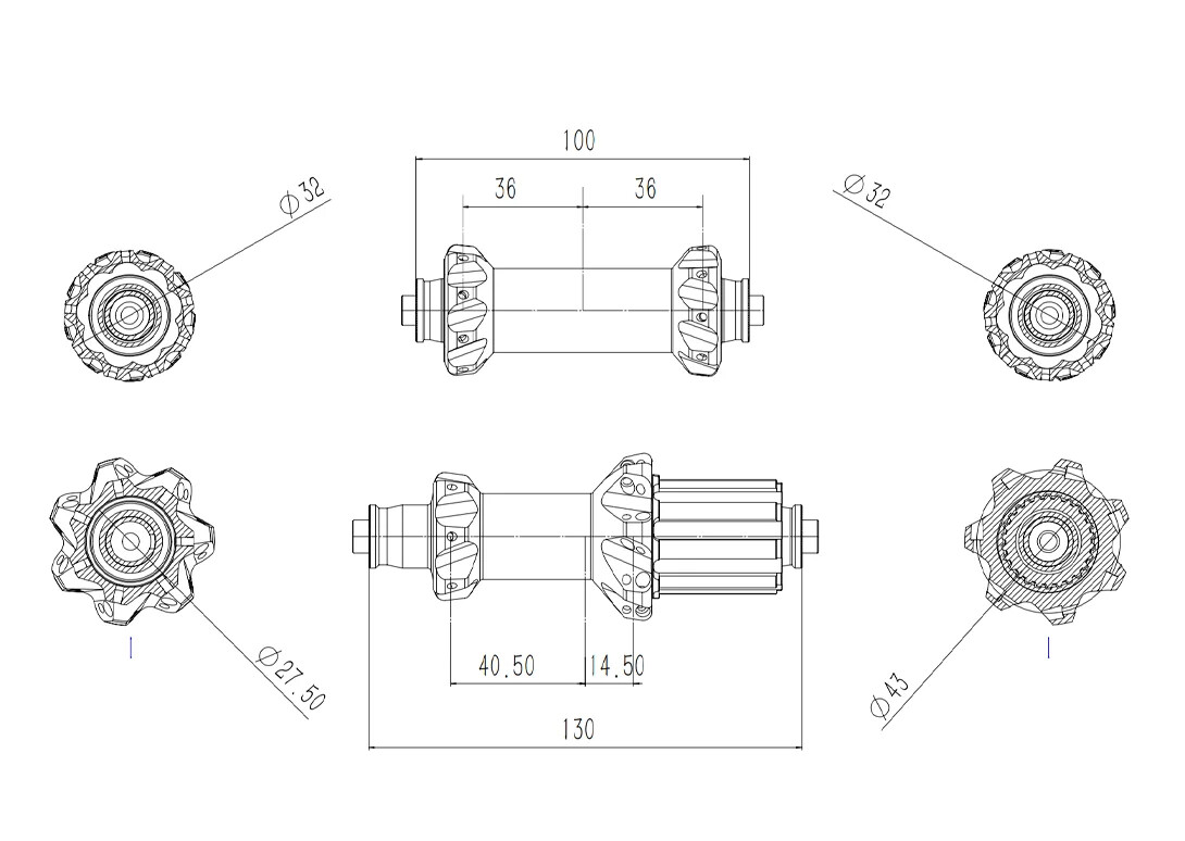 ROAD Bicycle Hub Ratchet 36T 2:1 Straight Pull V-Brake Disc Brake 18H 21H 24H