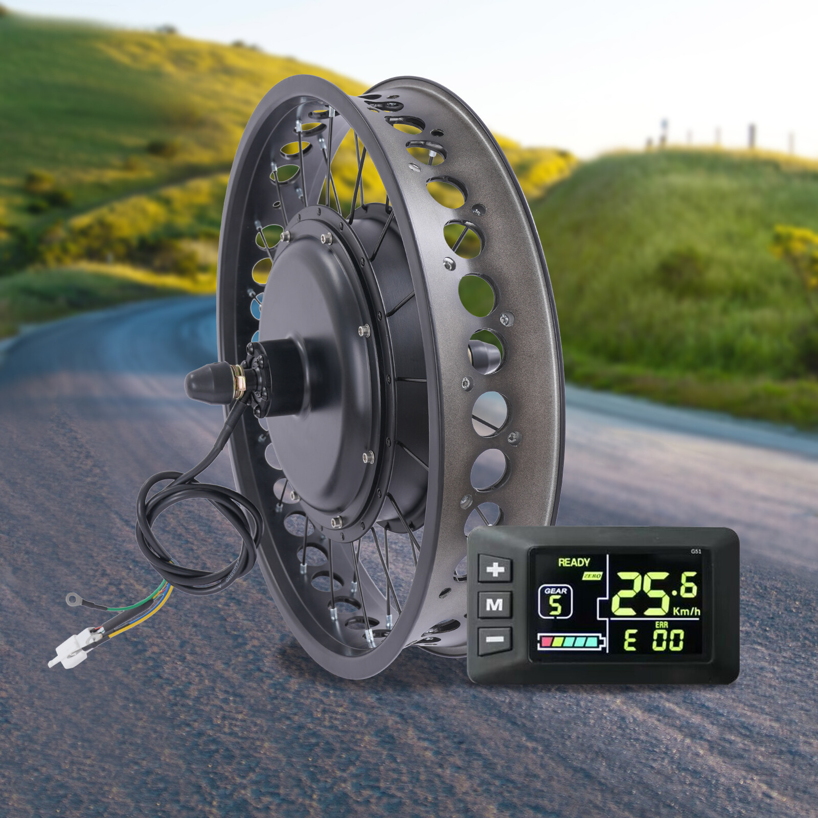 20″ 48V Fat Tire E-Bike Rear Wheel Hub Motor Electric Bike Conversion Kit 2000W