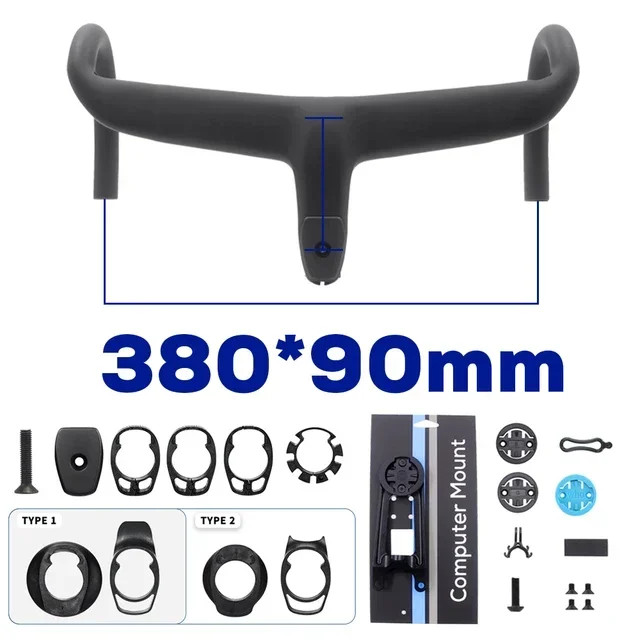 Carbon Fiber Bicycle Handlebar Road Bike Drop Handlebars with Computer Mount