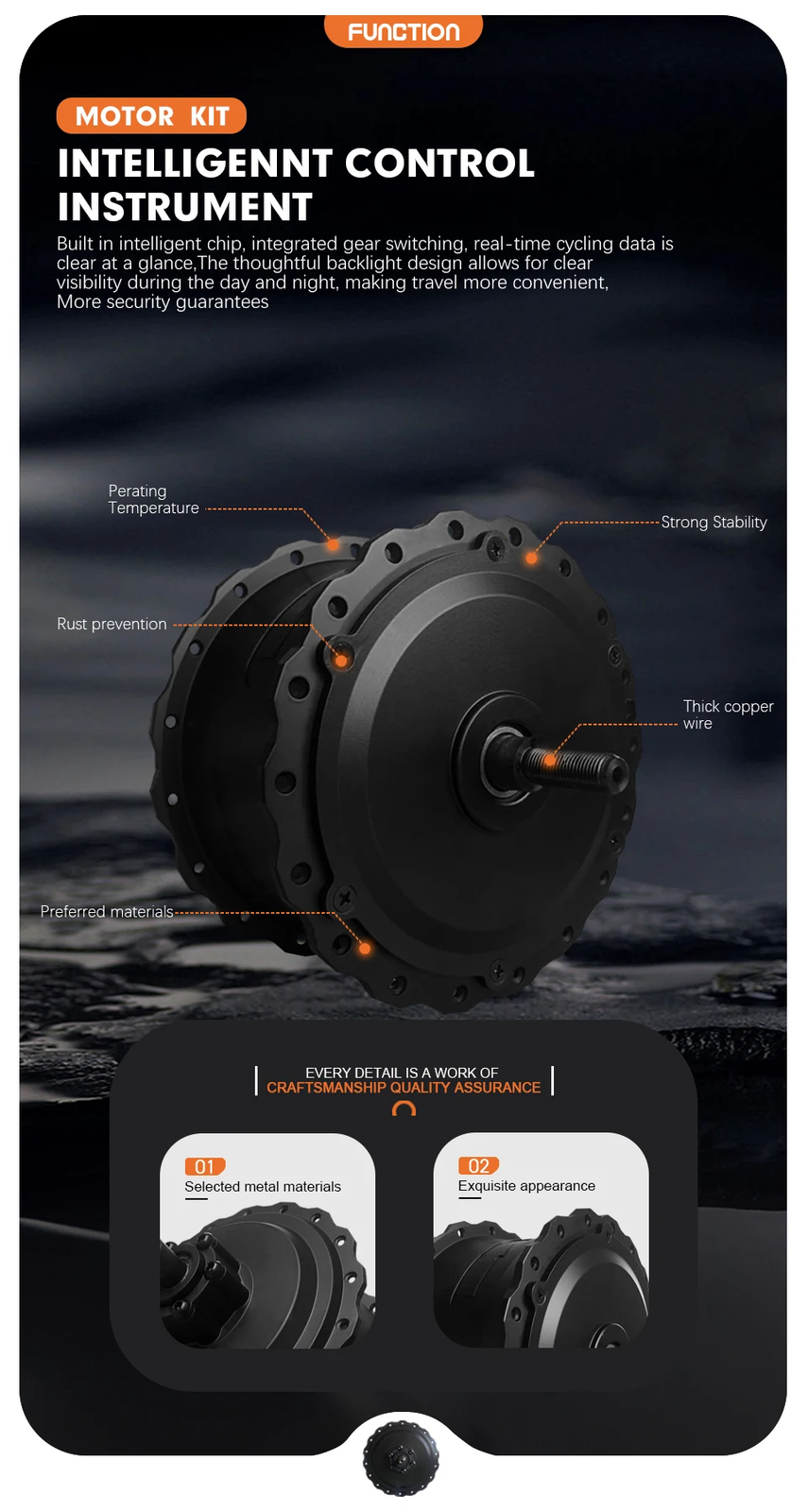 36V 48V 500W 20 24 26inch Snow Fat E-Bike Brushless Gear Front Hub Motor Wheel