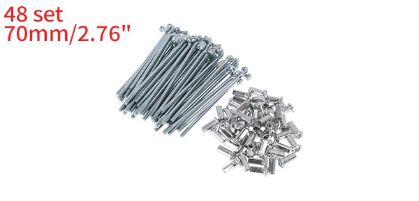 48 Set 10G Bicycle Spokes 70mm Bike Wheel Spoke Carbon Steel Galvanized