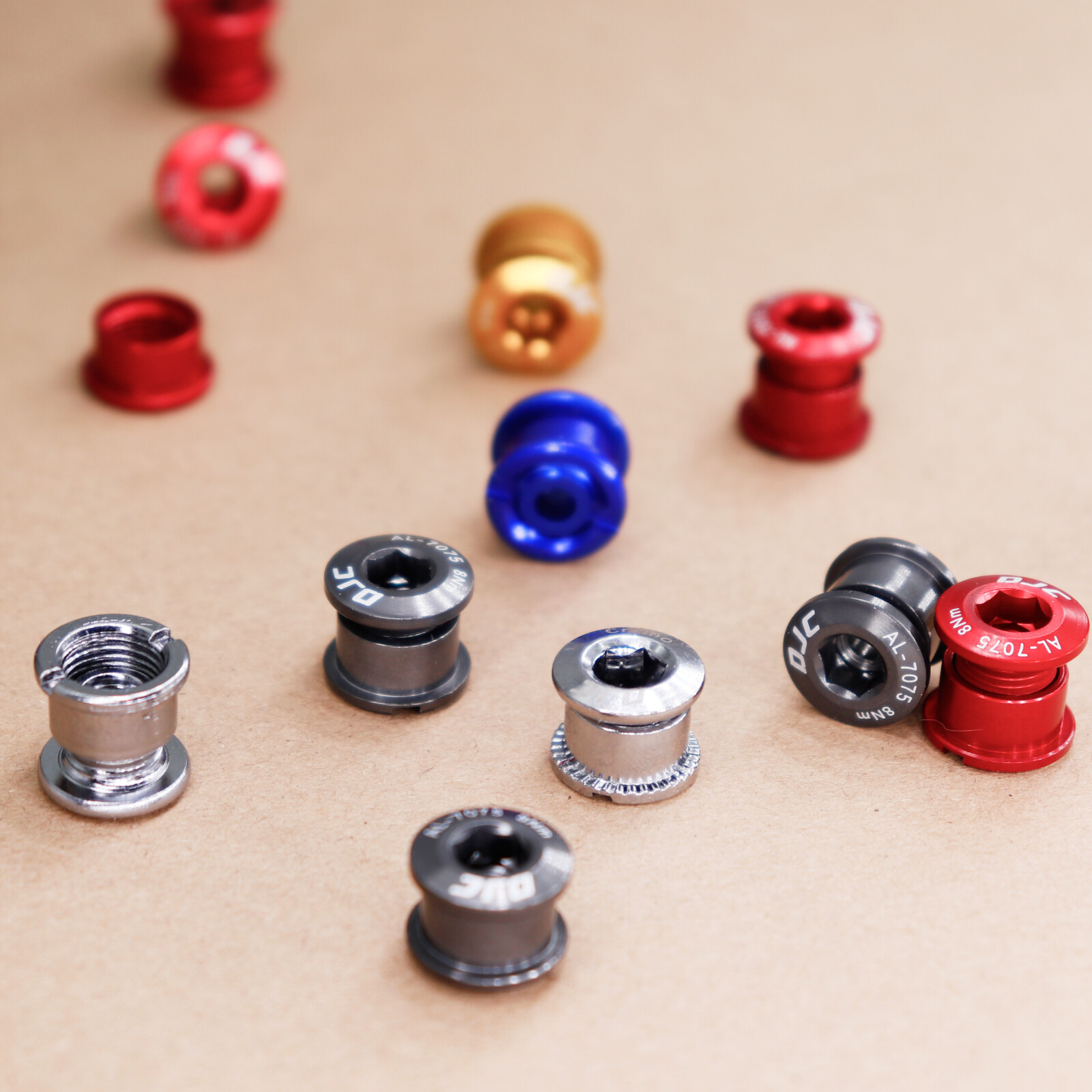 DJC Bike Chainring Bolts 5pcs with 2 Wrenchs Aluminum Steel Single Double Screws