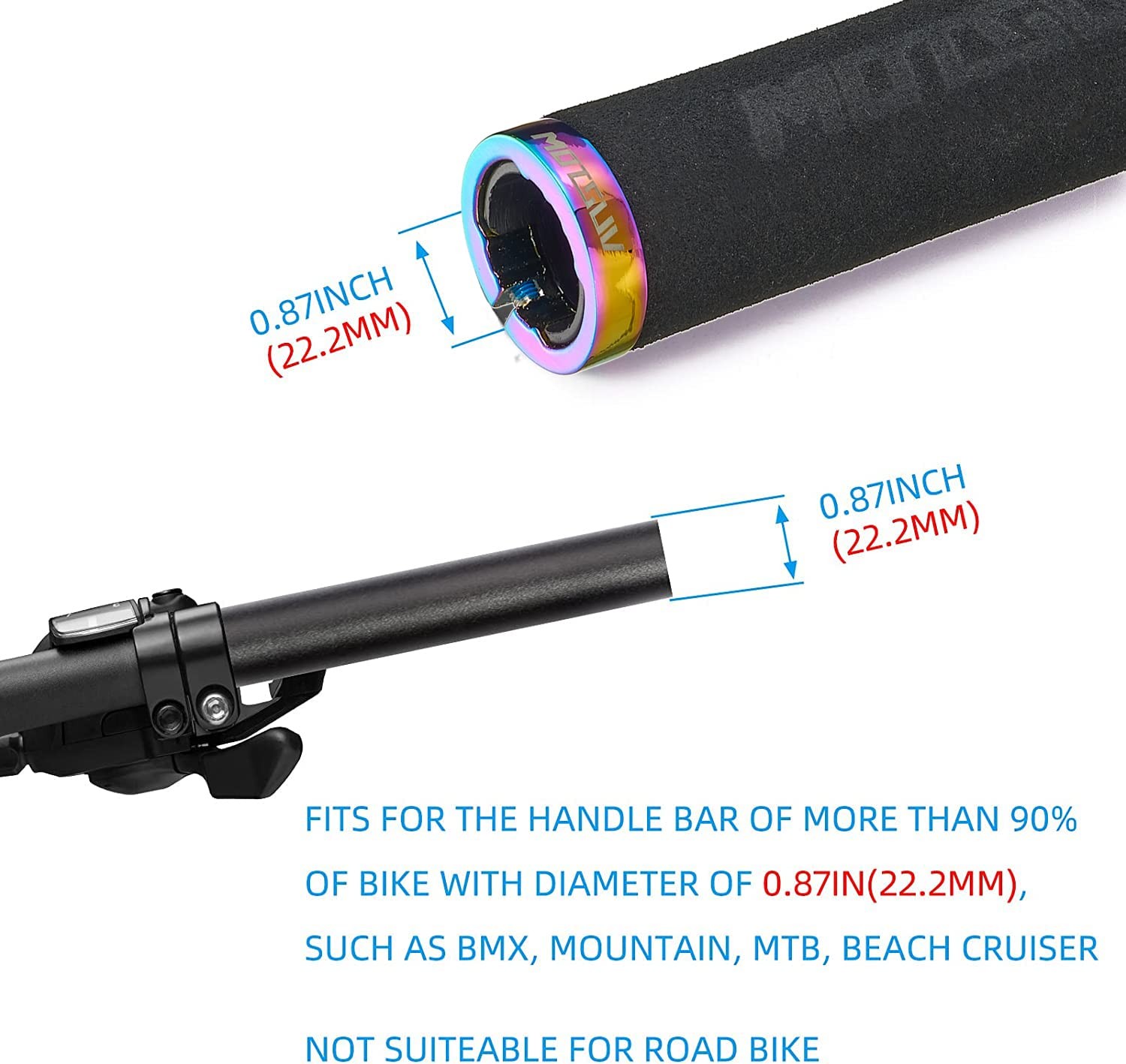 Bike Grips Single Aluminum Alloy Lock on + Aluminum Bar End Plugs,Bicycle Han…