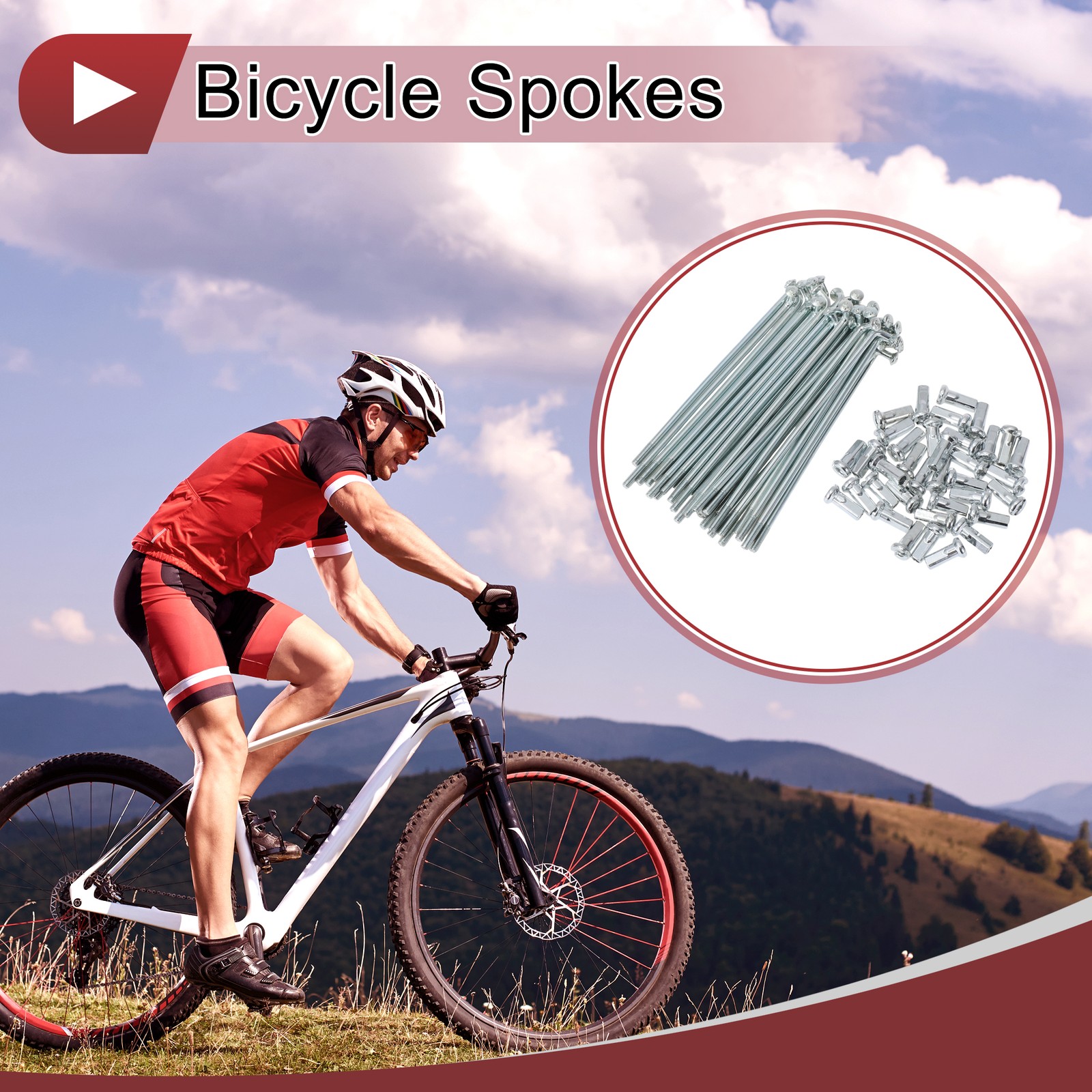 36 Set 12G Bicycle Spokes 89mm Bike Wheel Spokes 45 Steel Galvanized Silver Tone