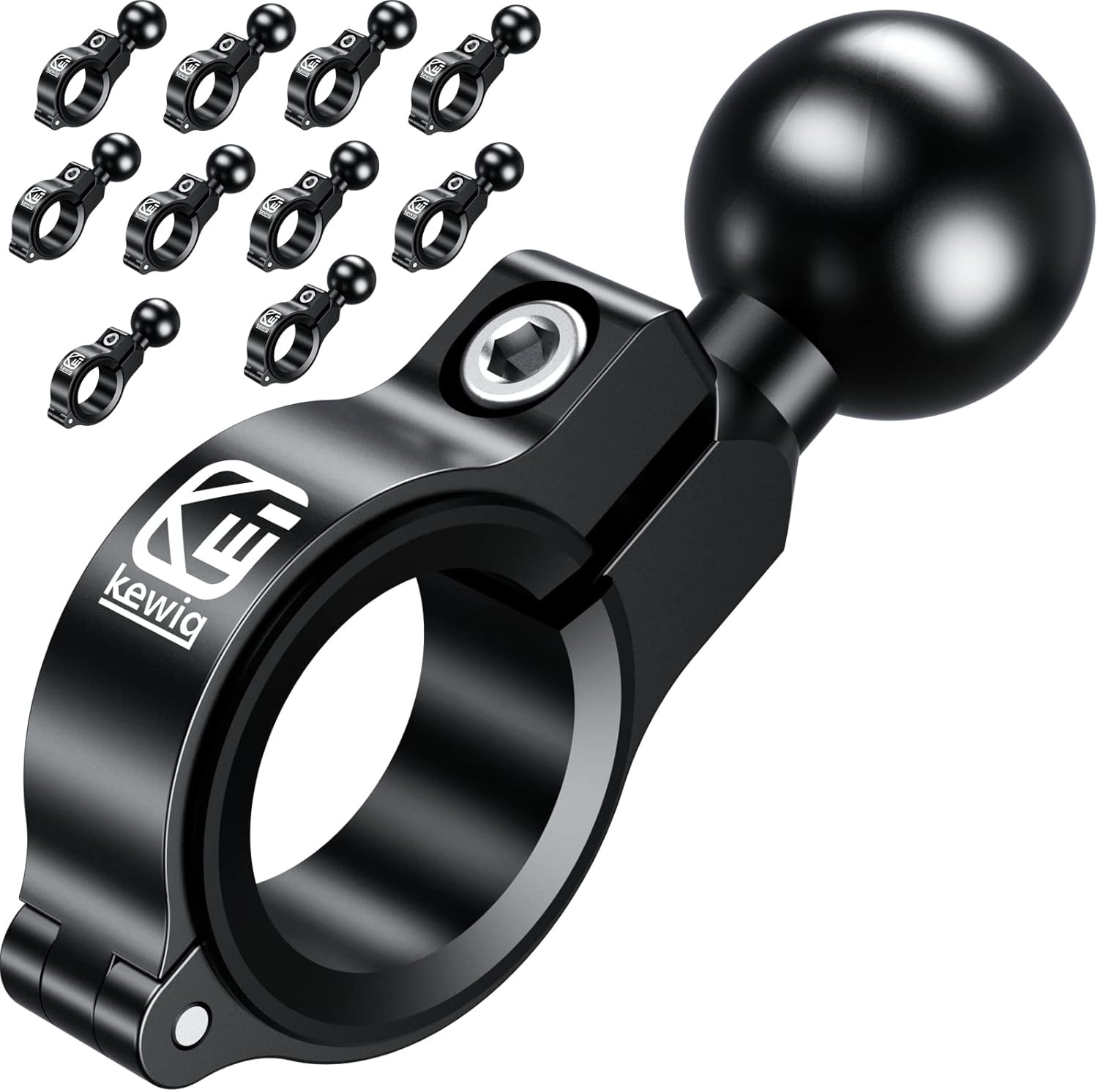 Aluminum Alloy Handlebar Mount Base w/1” TPU Ball for Round Rail Diameter 0.5”