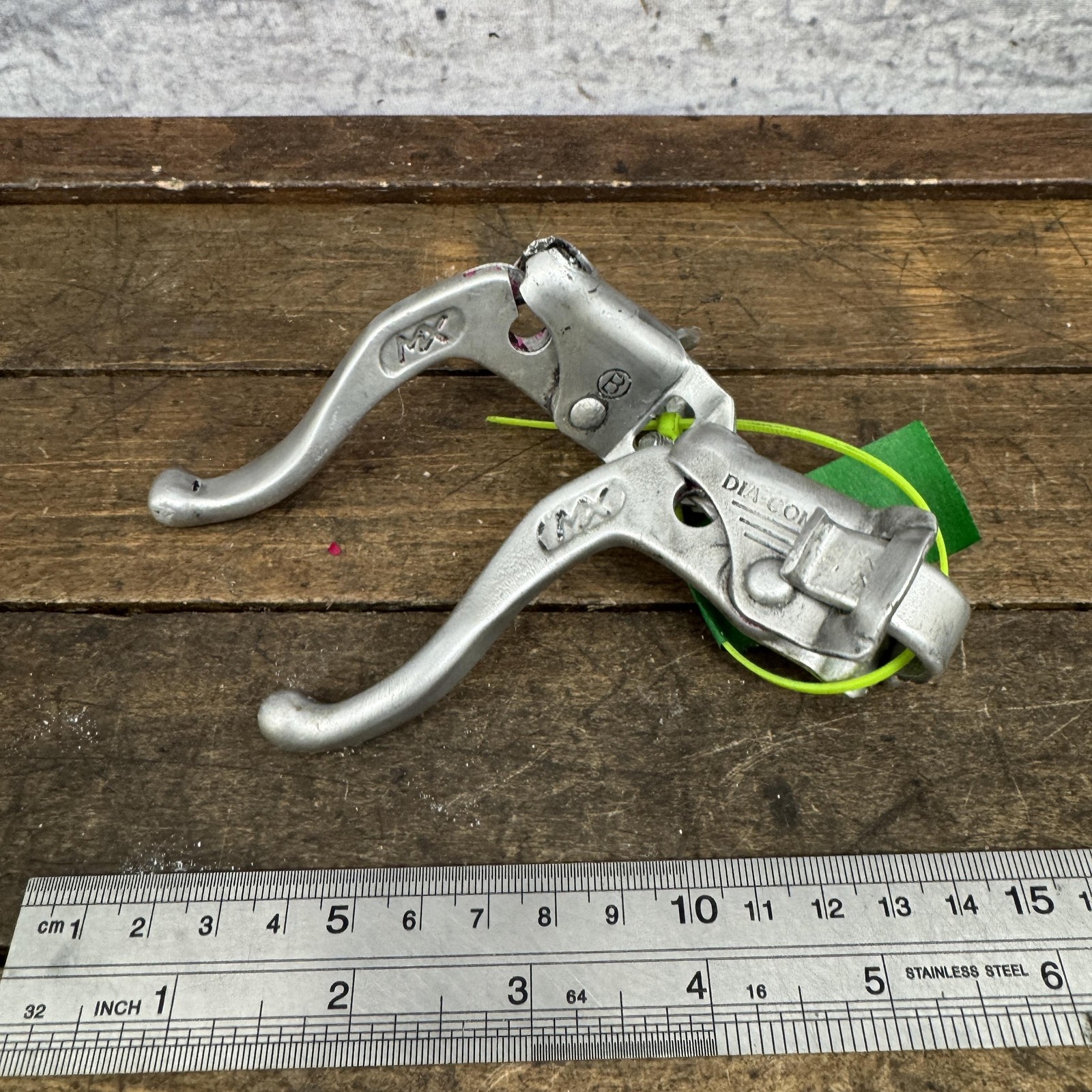 Vintage Dia-Compe MX BMX Bike Brake Levers 86 1986 Pair 22.2mm Tech Silver Raw