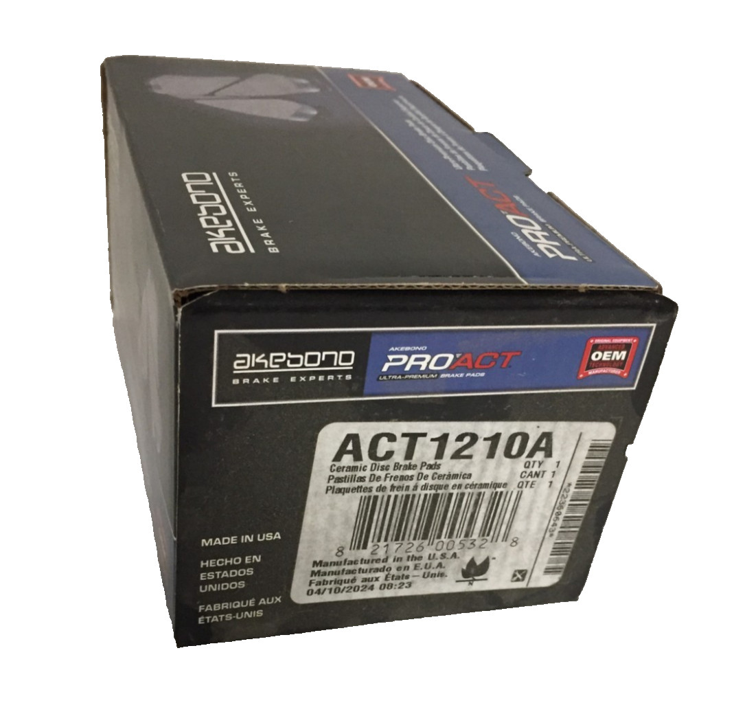 Akebono ACT1210A Ultra-Premium Ceramic Front Disc Brake Pads , GREY