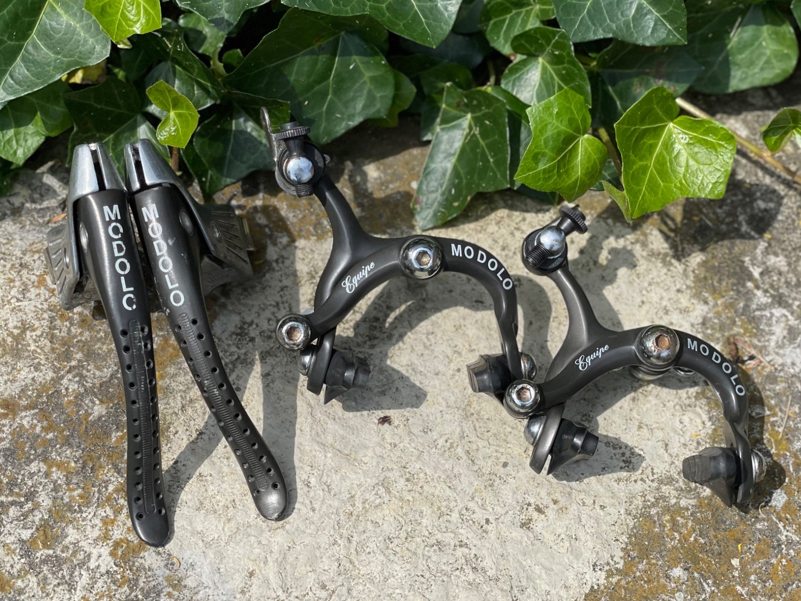 Vintage Modolo Equipe Brake Set – Drilled Levers Italy Road Brakeset Gray Black
