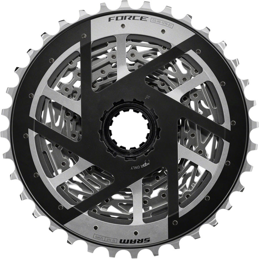 SRAM Force XG-1270 Cassette – 12-Speed, 10-36t, Silver, For XDR Driver Body, E1