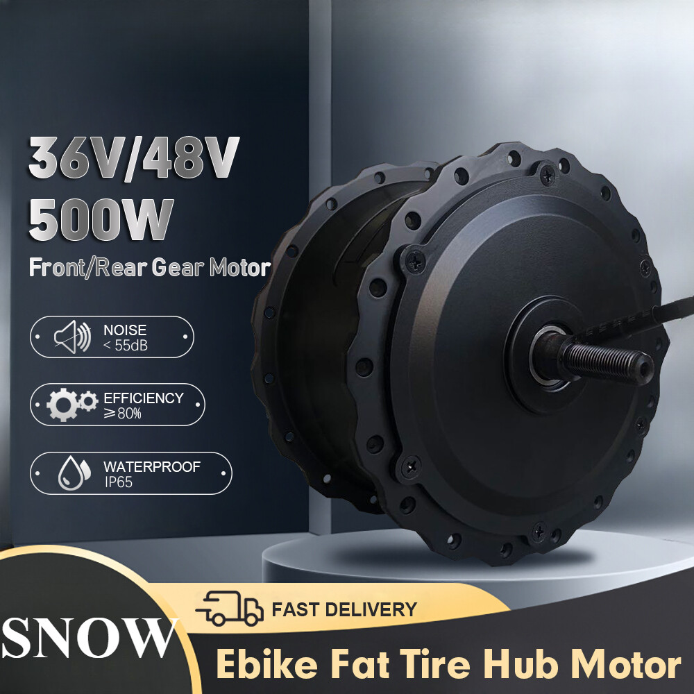 36V 48V 500W 20 24 26Inch Snow Fat E-bike Gear Front Rear Rotate Cassette Motor