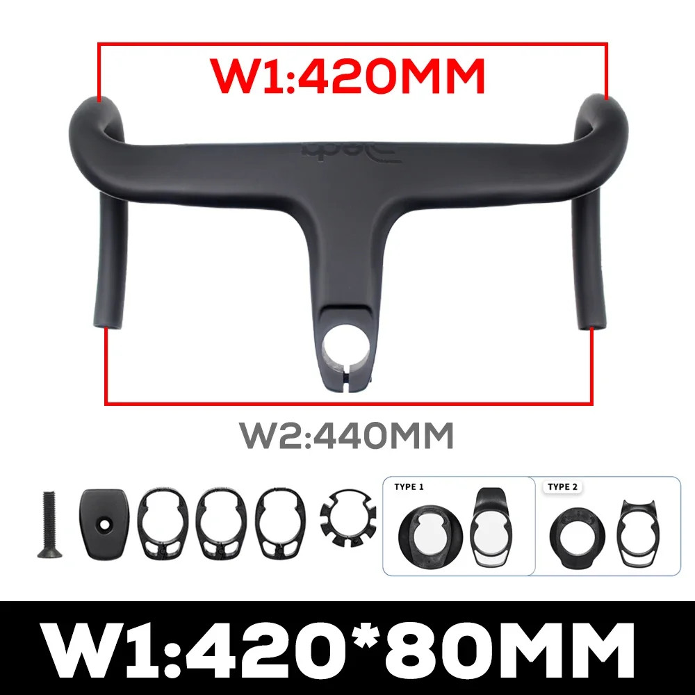 Road Bike Internal Cable Integrated Carbon Handlebar with Spacers Stem -10°