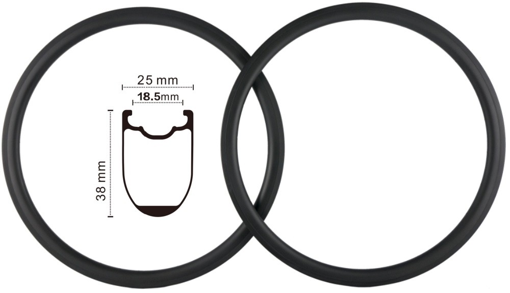 38mm Carbon Rim 25mm Tubeless Road Bike Disc Brake/V Brake Rims 18/20/21/24 Hole