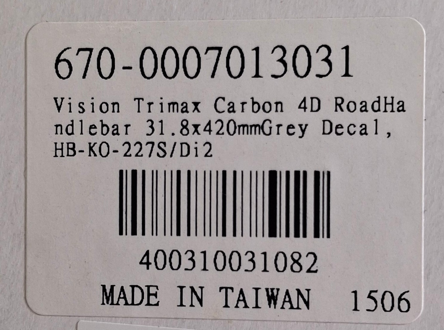 Vision Trimax Carbon 4D Handlebar 420mm 31.8mm Di2 Aero Road Bike Grey