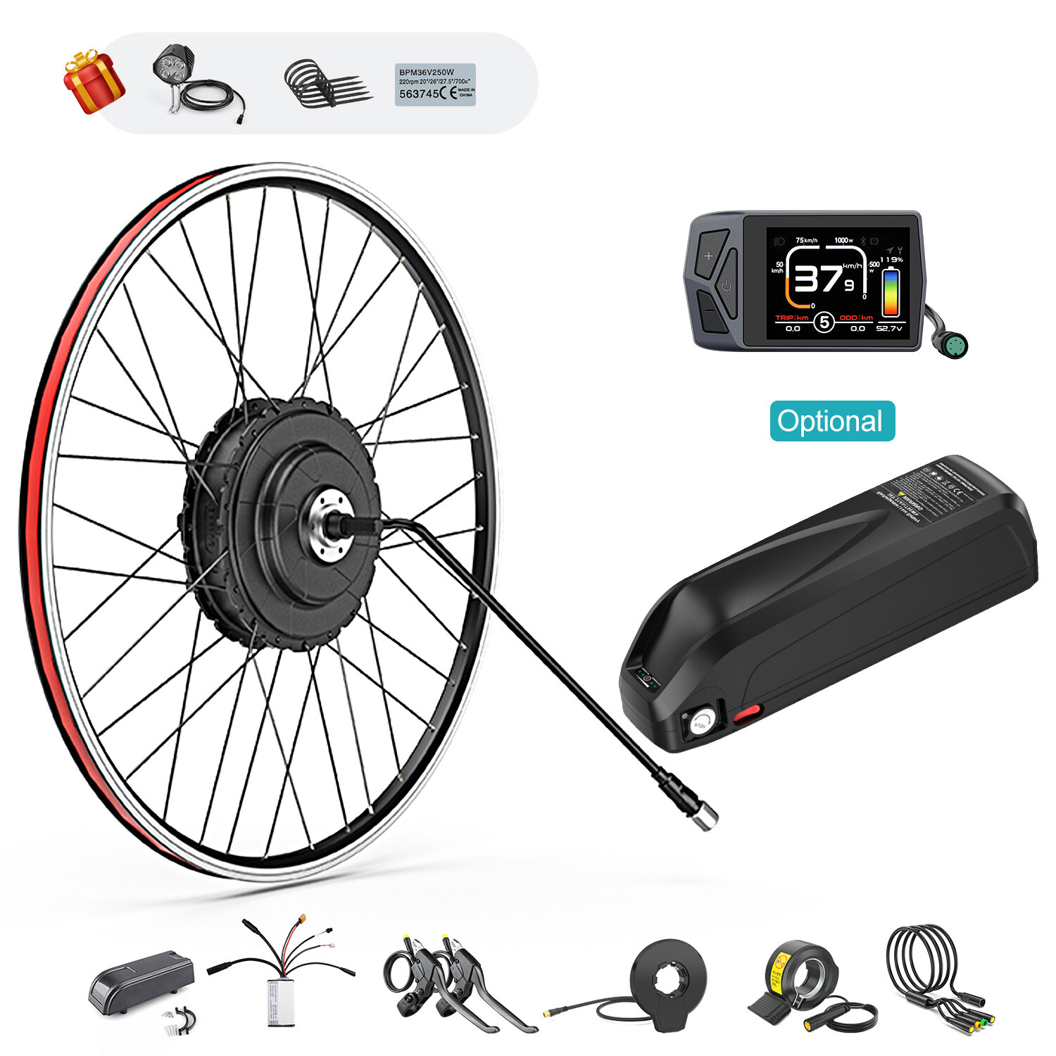 26″27.5″700C Electric Bicycle Rear Wheel Hub Motor Kit E-bike Conversion Set