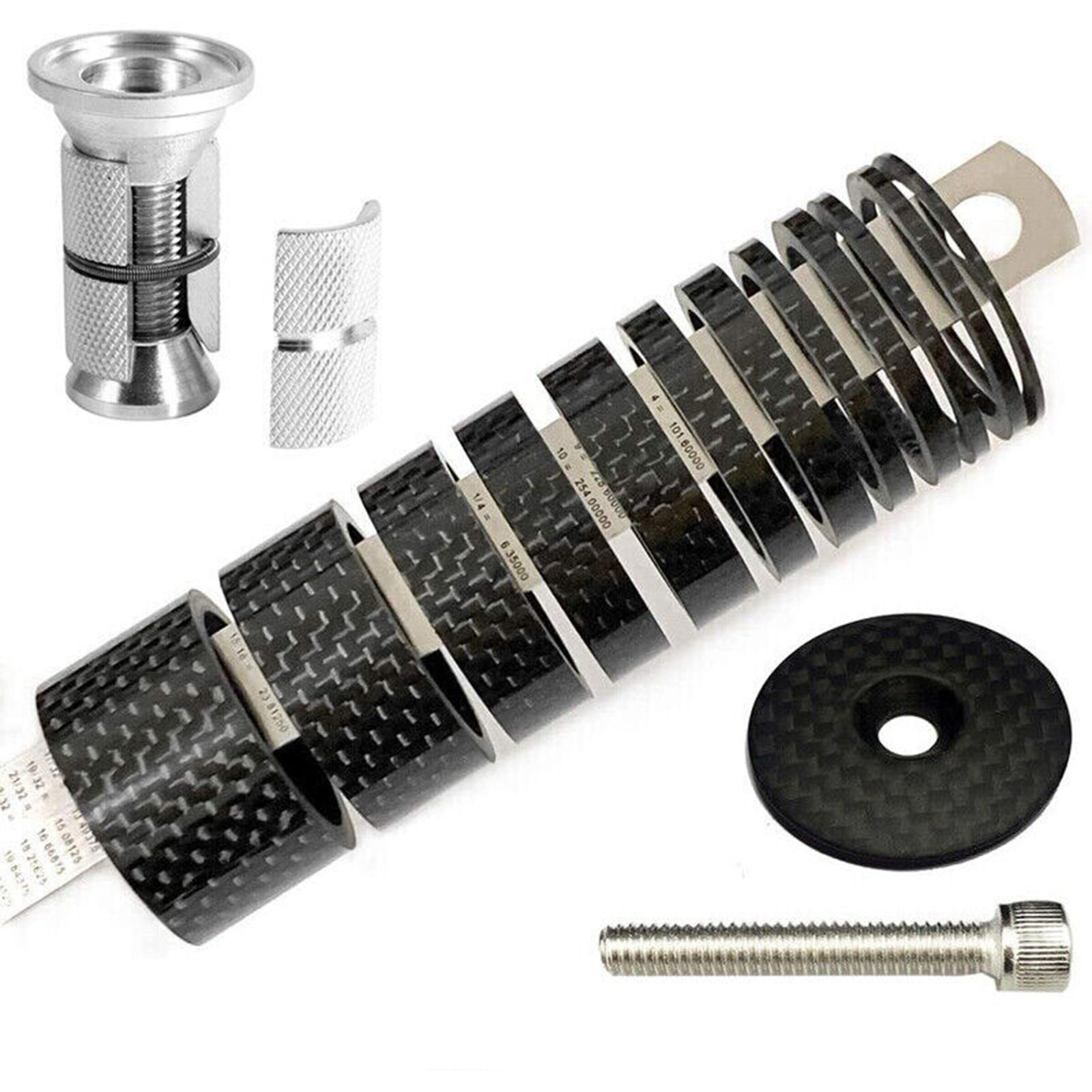 11Pcs /Set Carbon Fiber Headset Spacers Fork Stem Washer 1 1/8″ Threadless Paruy