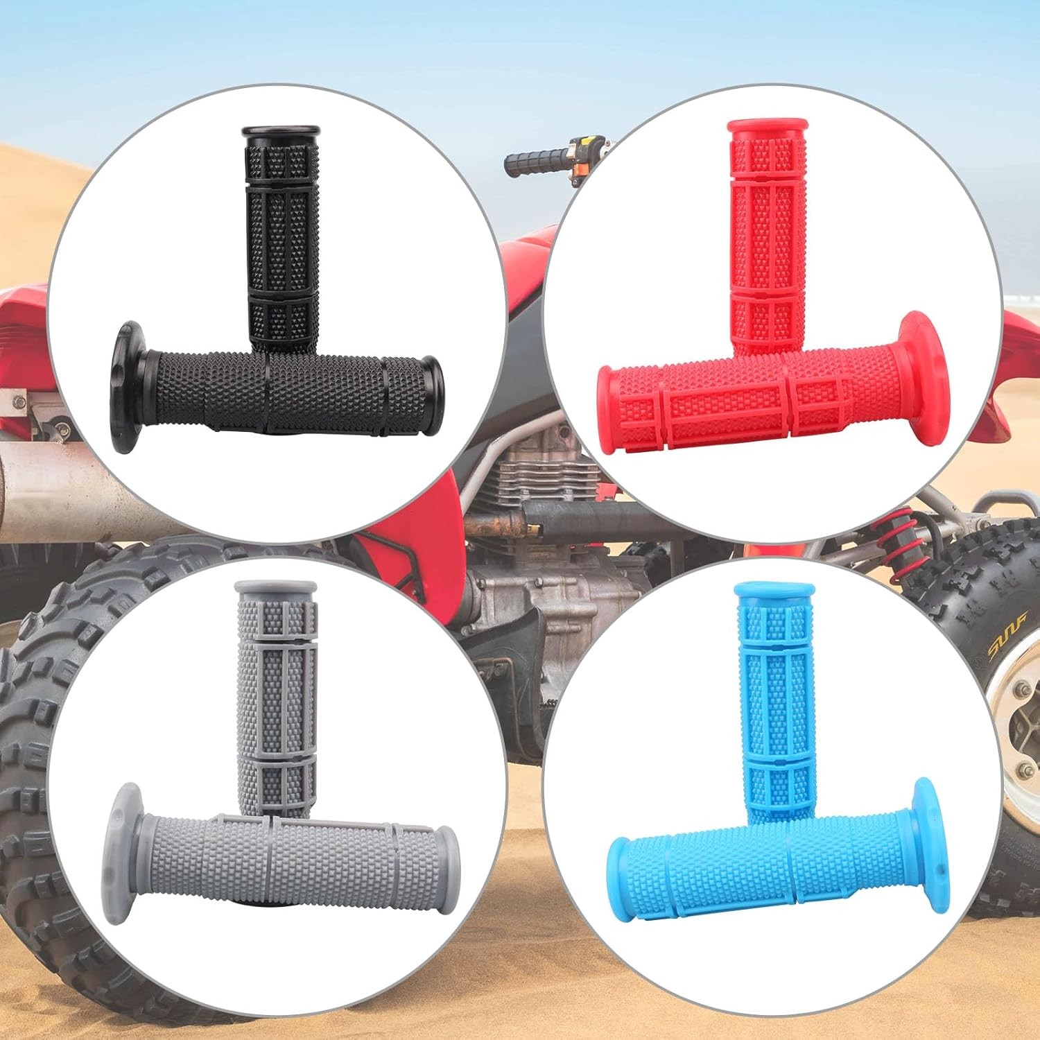 7/8” ATV Grips Upgrade Universal Handlebar Grips Soft Rubber Thu Color: Black
