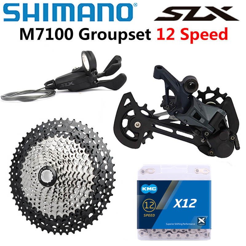 SHIMANO SLX M7100 Group 1×12 Speed MTB Groupset 50T/52T Cassette KMC Chain 4 Pcs