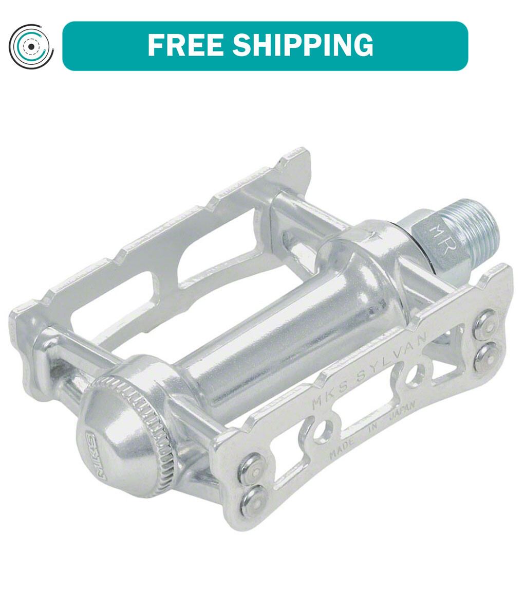 MKS Sylvan Track Cage Platform Pedals 9/16″ Chromoly Axle Aluminum Body Silver