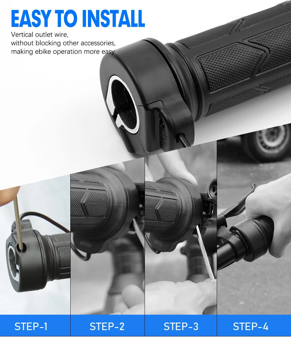12V/24V/36V/48V/60V/72V E-bike 1921X Full Twist Throttle Handle Grips SM/WP