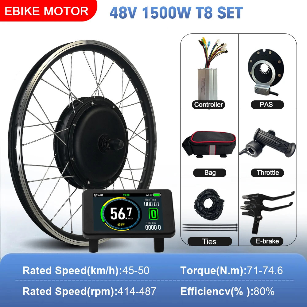Mountain Electric Bike Conversion Kit 48V 1500W Brushless Front Hub Motor Wheel