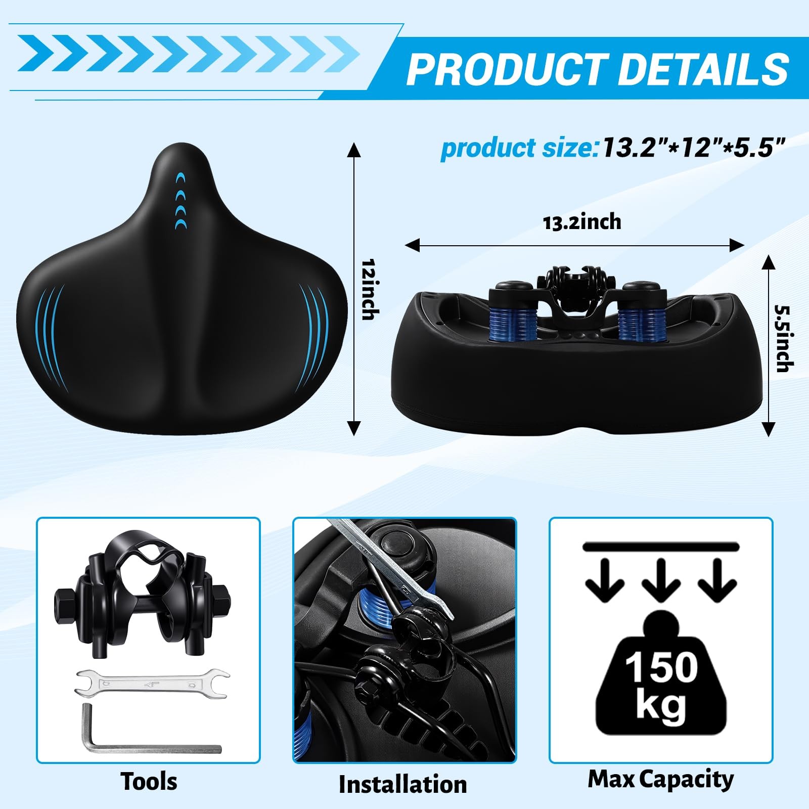 2026 New Ultra-Wide Oversized Bike Seat Cushion for Men & Women, Comfort Memo…
