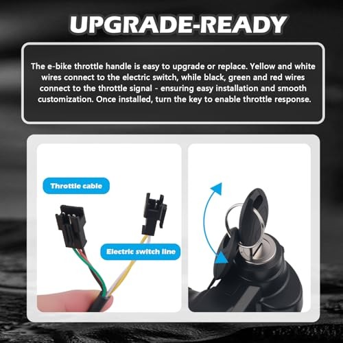 Full Twist Throttle Ebike Grip with 2 Keys,Rubber Ebike Throttle for Speed