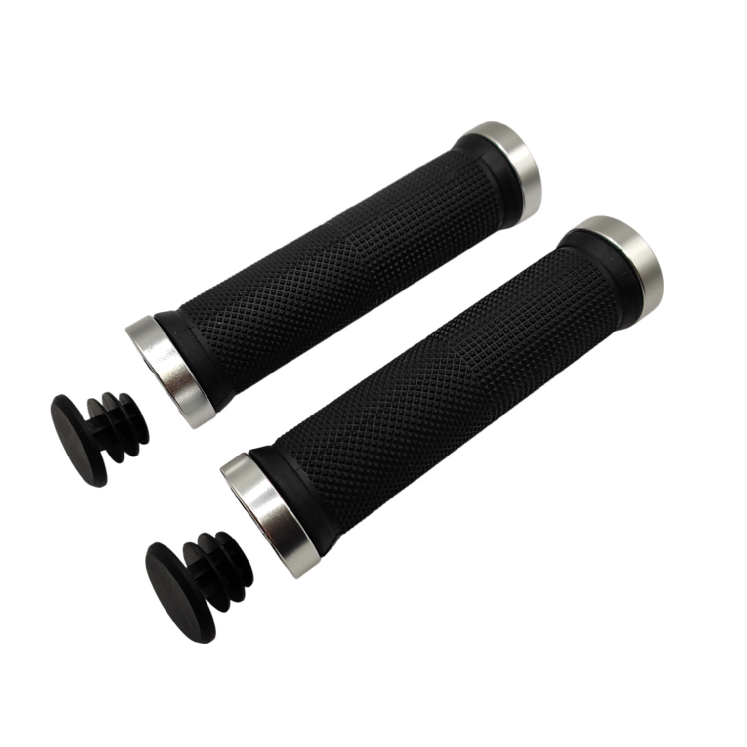 Handlebar Grips Straight Rubber Grips Silver For E-Bike City Bike MTB