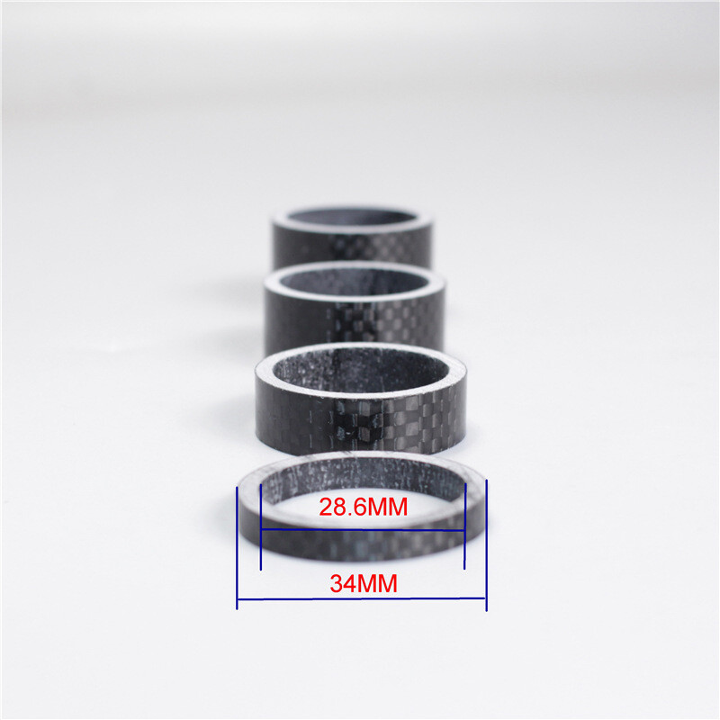 4 Pcs Carbon Fiber Bike Stem Headset Spacers Bicycle Fork Washers Gaskets 1-1/8″